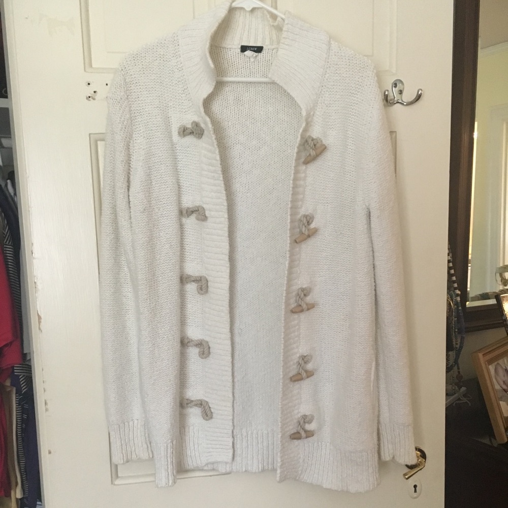 J. Crew Toggle Sweater White Medium
